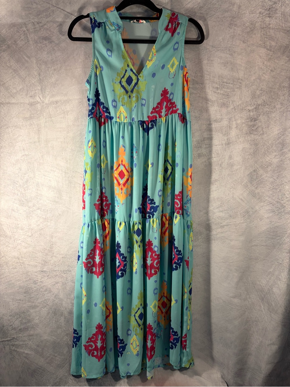 FairHope Aqua Boho Sleeveless Maxi Dress Size Small
